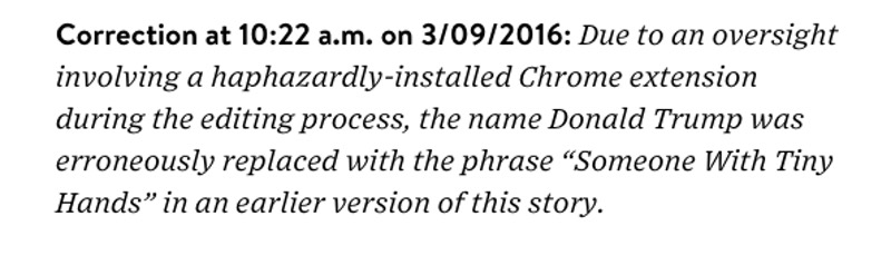 Wired correction about a Trump story from March 7, 2016